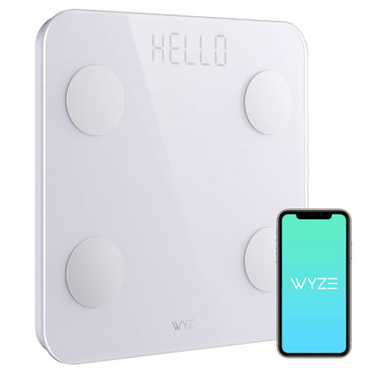 Wyze Smart Scale S for Body Weight, Digital Bathroom Scale for Body Fat, BMI, and Weight Loss, Body Composition Analyzer with App sync with Bluetooth, 400 lb, White