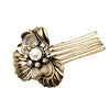GRY 5PCS Vintage Bronze Hair Side Combs Pearl Rhinestone Metal Hair Clips With Teeth Grip Barrettes Pins for Women Hair Retro Accessories