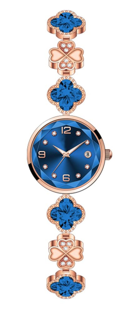 BESTKANG Women's Bracelet Watch Women Luxury Dress Ladies Stainless Steel Luminous Waterproof Date Wrist Watches (Blue)
