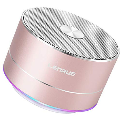 LENRUE A2 Portable Wireless Bluetooth Speaker with Lights and Lanyard,5W Mini Small Metal Speakers Bluetooth 5.0/Aux-in for iPhone Android Home Outdoor, Birthday for Women/Girls
