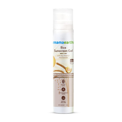 Mamaearth Rice Sunscreen Gel With SPF 50 PA +++ with Rice Water | for all skin types - 50 g