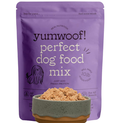 Yumwoof Perfect Dog Food Mix Makes 10 Pounds Fresh Homemade Food | Vet Approved Recipes for Beef, Turkey, Chicken, Pork, Bison, Lamb, Elk, Fish & More | Human Grade, Low Carb & Non-GMO