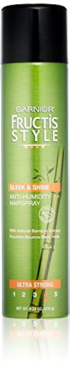Garnier Fructis Style Sleek and Shine Anti-Humidity Hairspray, Ultra Strong Hold, Frizz Protection 8.25 Oz, 1 Count (Packaging May Vary)