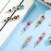 12 Pieces Vintage Flower Hair Pins Women Barrette Bobby Pins Decorative Metal Gold Tone Hairpins Colorful Floral Design Hair Clips French Rhinestone Hair Decorative Accessories for Women Girls