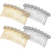 Geosar 4 Pieces Alloy Rhinestone Side Hair Combs Crystal Flower Hair Clips Wedding Hair Comb Bridal Jewelry Hair Clips Combs French Hair Accessories for Women and Girls (Silver,Gold)