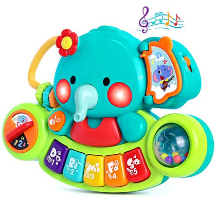 Baby Piano Toy 6 to 12 Months Elephant Light Up Music Baby Toys for 6 9 12 18 Months Early Learning Educational Piano Keyboard Infant Toys Baby Girl Piano Toy Gift Toy for 1 Year Old Boys Girls