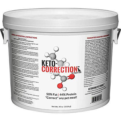 Ketogenic Pet Foods - Keto-Correction - High Fat, High Protein Pet Food Supplement - 40 oz. Canister