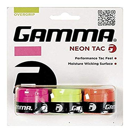 GAMMA Sports Neon Tac Overgrip, Tacky Grip for Tennis, Pickleball, Squash, and Badminton Racquets, Assorted 3 Pack