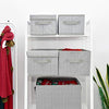 GRANNY SAYS Closet Storage Bins, Fabric Boxes with Lids, Shelf Baskets for Closet Organization, Stackable Storage Containers Storage Baskets for Organizing, Gray, Medium, 3-Pack