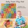 DIMPLE Kids Foam Play Mat (36-Piece Set) 6.25 x 6.25 Inches Interlocking Alphabet and Numbers Floor Puzzle Colorful EVA Tiles Girls, Boys Soft, Reusable, Easy to Clean