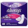 Always 3-In-1 Xtra Protection, Daily Liners For Women, Extra Long, With Leakguard + Rapid dry, Deodorizing, 48 Count x 3 Packs (144 Count total)