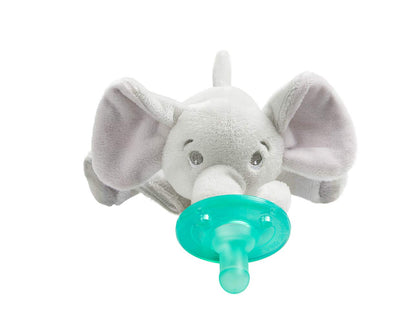Philips AVENT Soothie Snuggle Pacifier Holder with Detachable Pacifier, 0m+, Elephant, SCF347/03- 1 Count (Pack of 1)