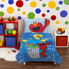 Sesame Street Elmo, Big Bird, Cookie Monster, & Oscar The Grouch Blue, Red, Green, & Yellow Super Soft Toddler Blanket, Blue, Red, Yellow, Green