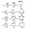 Homy Feel Mini Geometric Shaped Cookie Biscuit Cutter Set 24 Hexagon Square Heart Triangle Round Tiny Circle Baking Stainless Steel Metal Molds