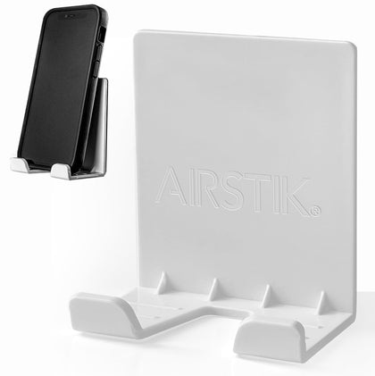 AIRSTIK Cradle Glass Mount Phone Holder Reusable TikTok Facetime Compatible with iPhone iPad Cell Phone for Bathroom Kitchen Shower Dorm Office Made in USA Glass, Mirrors, Windows (White)