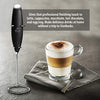 Zulay Milk Frother Complete Set Coffee Gift, Handheld Foam Maker for Lattes - Whisk Drink Mixer for Coffee, Mini Blender for Cappuccino, Frappe - Includes Frother, Stencils & Frothing Cup (Black)