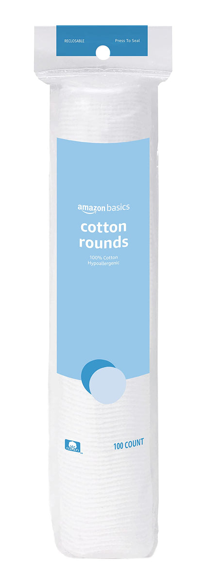 Amazon Basics Cotton Rounds, 100 Count (Previously Solimo)