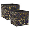 DII Non Woven Storage Collection Polka Dot Collapsible Bin, Black & Gold, Small Set, 11x11x11 Cube, 2 Piece