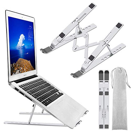 Laptop Stand, Laptop Holder Riser Computer Stand, Adjustable Aluminum Foldable Portable Notebook Stand, Compatible with MacBook Air Pro, HP, Lenovo, Dell, More 10-15.6 Laptops and Tablets (Silver)