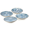 Foraineam Set of 4 Blue and White Porcelain Serving Plates Floral Dinner Shallow Plates Appetizer Salad Dessert Snack Plate Set