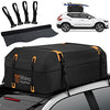 BAGMATE Military-Grade Waterproof Car Roof Bag - Rooftop Cargo Carrier - 19 Cubic Ft. with 4 Door Hooks, Zipper/Buckle Closure, Extra Strap - Black Roof Bag for Cars with or Without Rack