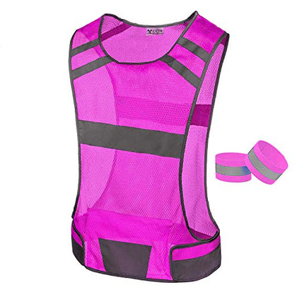247 Viz Reflective Running Vest for Women & Men,High Visibility Reflector Vest with 2 Bands,Lightweight & Comfy Running Gear
