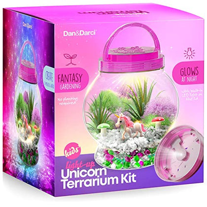 Light-Up Unicorn Terrarium Kit - Birthday Gifts for Kids - Best Toys & Activities Kits Presents - Arts & Crafts Stuff for Little Girls & Boys Age 4 5 6 7 8-12 Year Old Girl Gift