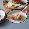 BonNoces 6-inch Small Porcelain Appetizer Plates, White with Black Edges Dinner Side Dishes Serving Plate, Dessert, Salad, Snacks Plate, Set of 6