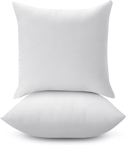 LANE LINEN 18 x 18 Throw Pillow Insert - Pack of 2 White , Down Alternative Pillow Inserts for Decorative Pillow Covers, Throw Pillows for Bed, Couch Pillows for Living Room