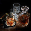 ELIDOMC 5PC Italian Crafted Glass Whiskey Decanter & Whiskey Glasses Set, Crystal Decanter Set With 4 Double Old Fashioned Glasses, 100% Lead Free Whiskey Glassware