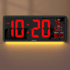 YORTOT 16 Large Digital Wall Clock with Remote Control - Adjustable Dimmer, 7 Color Night Lights, Big LED Clock with Indoor Temperature, Date, Auto DST, 12/24Hour, Wall Mount/Foldable Stand