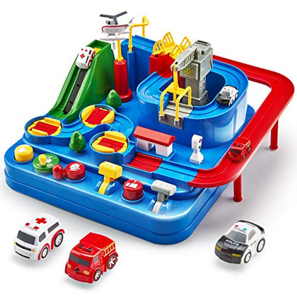 CubicFun Toys for 3 Year Old Boys - Large Race Track - 3 Year Old Boy Birthday Gift Ideas - Car Toys for Boys 4-6 - Montessori/Thinking/Fine Motor Skills Toys - Stocking Stuffers for Kids Girl Gifts