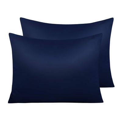 NTBAY Zippered Satin Pillow Cases for Hair and Skin, Luxury Standard Hidden Zipper Pillowcases Set of 2, 20x26 Inches, Navy Blue