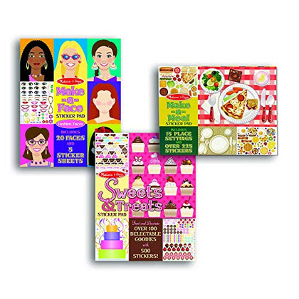 Melissa & Doug Sticker Pads Set: Sweets and Treats, Make-a-Face Fashion, and Make-a-Meal