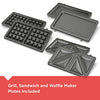 Black+Decker 3-in-1 WM2000SD 3-in-1 Waffle, Grill & Sandwich Maker, Compact Design, Black/Silver