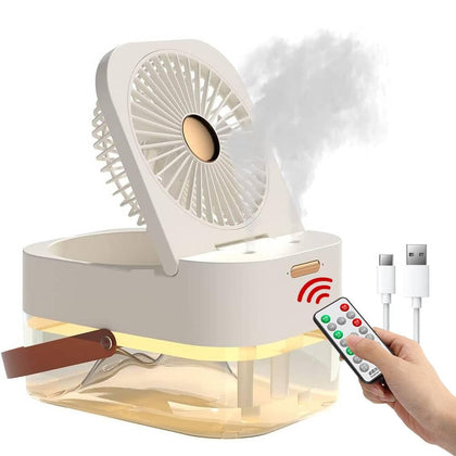 ADPTOYU 3-in-1 Small Cute Air Humidifier with Night light and fan,Remote Control and Timing Setting Desk Humidifier for Bedroom/Baby/Plant,2.5L,White