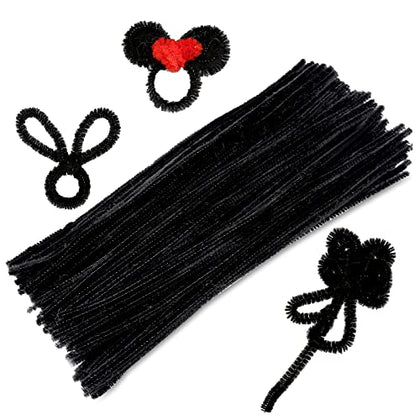 150 Pieces Black Pipe Cleaners Chenille Stem, Pipe Cleaners Chenille Stem, Craft Pipe Cleaners, Art Pipe Cleaners, Fuzzy Sticks for Creative Home Arts and Crafts Project Decoration Supplies