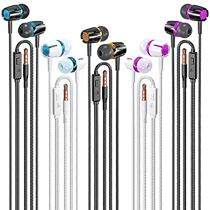 Rayleigh Wired Earbuds 5 Pack, Earbuds Headphones with Microphone, Earphones with Heavy Bass Stereo Noise Blocking, Compatible with iPhone, with iPad and Android Devices, MP3, Fits All 3.5mm Devices