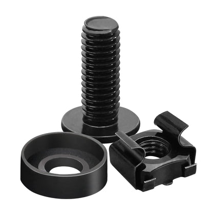 Leadrise 50-Pack M6 x 16mm Computer Rack Mount Cage Screws and Nuts & Washers for Rack Mount Server Cabinet, Rack Mount Screw Cage Nut - Black
