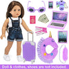 K.T. Fancy 23 pcs 18 Inch Doll Accessories Suitcase Travel Luggage Play Set for 18 Inch Doll Travel Carrier, Sunglasses Camera Computer Phone Pad Travel Pillow Passport Tickets Cashes