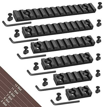 Bontok Single Picatinny Aluminum Accessory Rail Set for Mlock 3 5 7 9 11 13 Slots with 13 T-Nuts & Screws, 6 Allen Wrench- Squared Corner