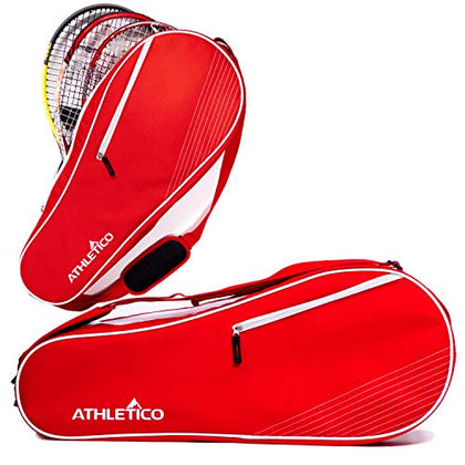 Athletico 3 Racquet Tennis Bag | Padded to Protect Rackets & Lightweight | Professional or Beginner Tennis Players | Unisex Design for Men, Women, Youth and Adults (Red)