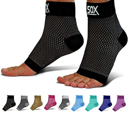 SB SOX Plantar Fasciitis Relief Socks (1 Pair) for Women & Men - Best Compression Sleeves for All Day Wear with Foot/Arch Support for Pain Relief (Black, Small)