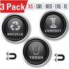 Recycle and Trash Logo Magnetic Sticker - Elegant Metal Look for Trash Cans, Containers - Flexible Rubber Material (Silver - Compost, XSmall)