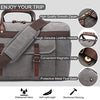 Duffle Bag for Men Waterproof Genuine Leather Canvas Travel Duffel Bags for Women Overnight Weekender Bag for Traveling, Grey