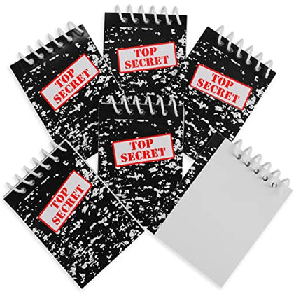 Bedwina Top Secret Mini Notebooks for Kids Party Favors - (Pack of 24) Spiral Note Book Pads for Murder Mystery Party Decor, Secret Agent Spy or Crime Detective Themed Parties, Goody Bag Notepads