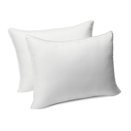 Amazon Basics Down Alternative Pillows, Soft Density For Stomach and Back Sleepers, Standard, Pack of 2, White, 26 in L x 20 in W