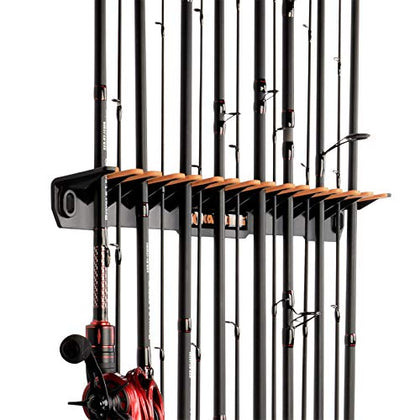 KastKing Patented V15 Vertical Fishing Rod Holder - Wall Mounted, Store 15 Rods or Fishing Rod Combos in 17.25 Inches