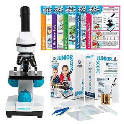 Omano Juniorscope Microscope for Kids - Microscope Kit for Kids 8-12 for Science Microscope Experiments - Kids Microscope Kit That Encourage STEM Exploration - Beginner Microscope for Kids 8-12
