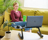 WorkEZ BEST Adjustable Laptop Stand Lap Desk for Bed Couch with Mouse Pad ergonomic height angle tilt aluminum desktop riser tray portable computer riser table cooler cooling folding holder black